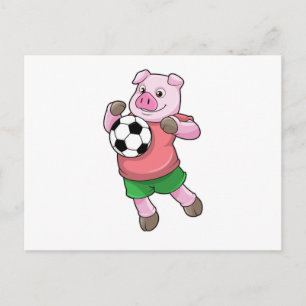Cartão Postal Porco no Esporte Futebol