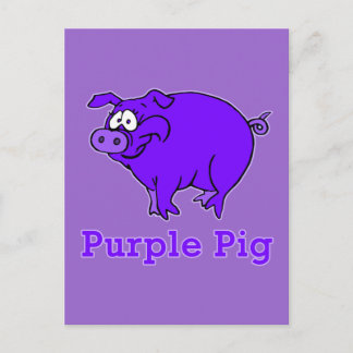 Cartão Postal Porco Roxo em Roupa, Lâmpadas, Camisas de Bebê