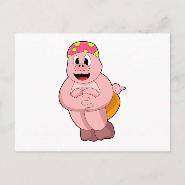 Cartão Postal Porco saltando na água (Frente)