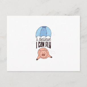 Cartão Postal Porco voador