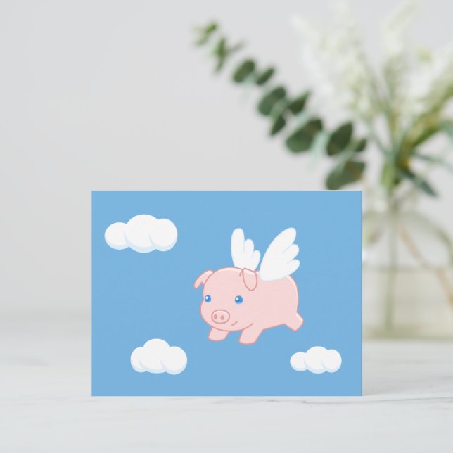 Cartão Postal Porco Voador - Leitura Cuja Asa É (Em pé/Frente)