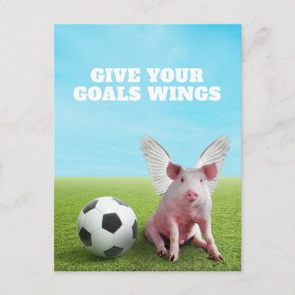 Cartão Postal Porco Voador Rosa Futebol Citação Inspiradora Dive