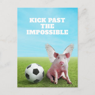 Cartão Postal Porco Voador Rosa Futebol Citação Inspiradora Dive
