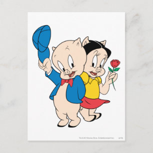 Cartão Postal Porky Pig e Petunia