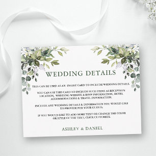 Cartão Postal Pormenores de Casamento em Verde de Aquarela Inser