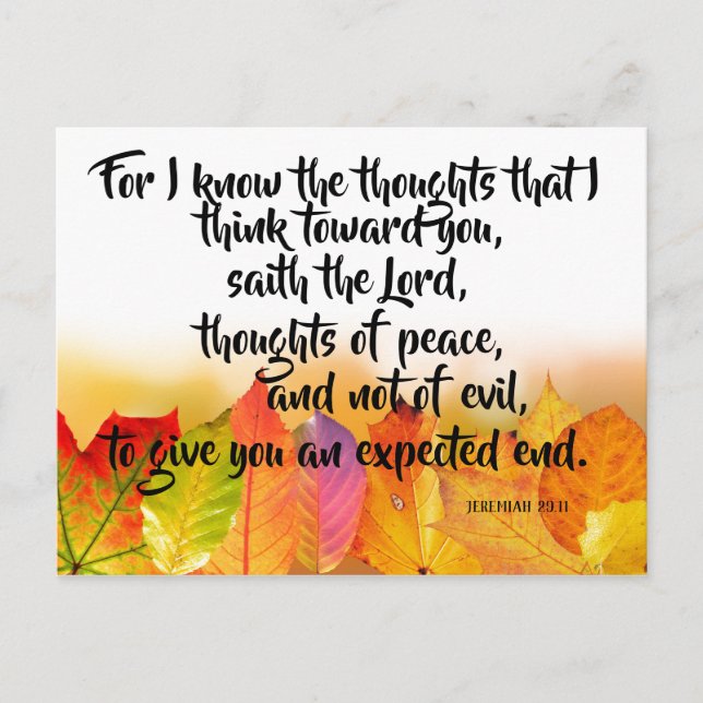Cartão Postal Porque eu conheço os pensamentos KJV Jeremiah Vers (Frente)