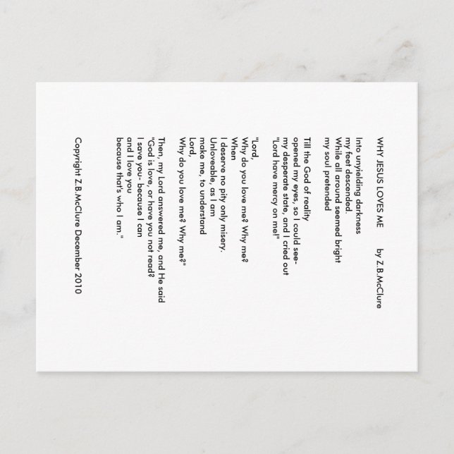 Cartão Postal PORQUE JESUS ME AMA - Cartão-postal (Frente)