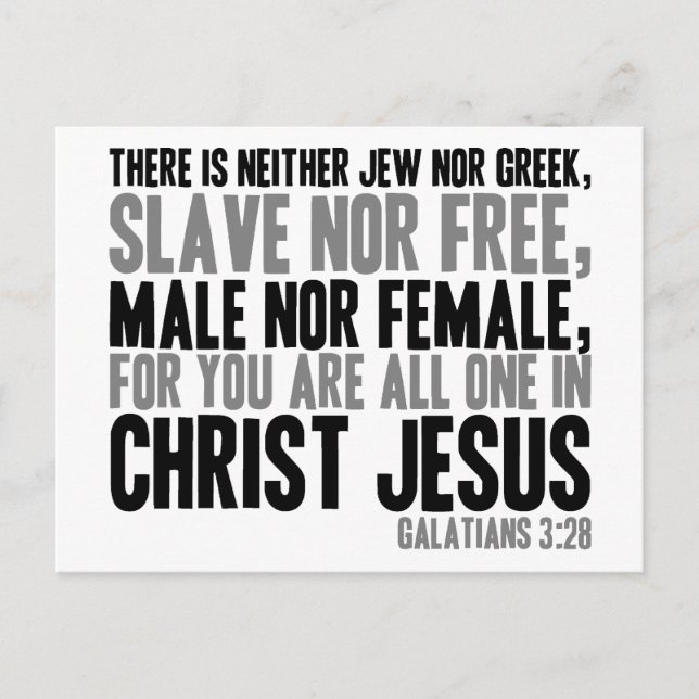Cartão Postal Porque vocês são todos um em Jesus Cristo (Frente)
