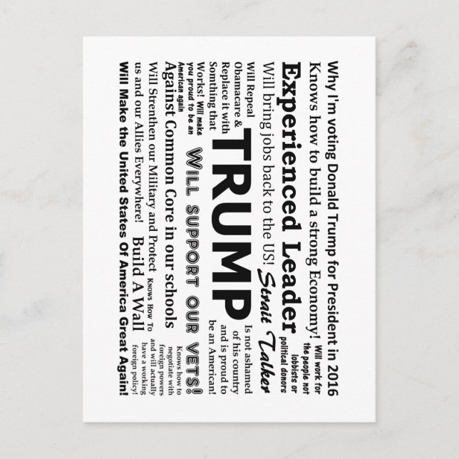 Cartão Postal Porque vou votar no Donald Trump? (Frente)