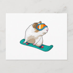Cartão Postal Porquinho-da-índia Snowboarder Snowboard