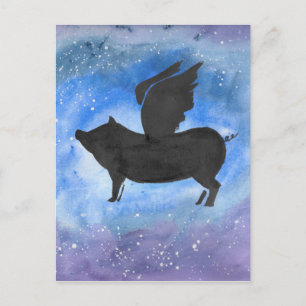 Cartão Postal Porquinho Voador Majestoso