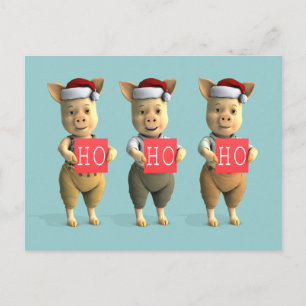 Cartão Postal Porquinhos Ho Ho Ho
