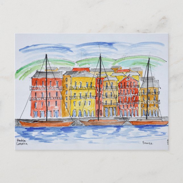 Cartão Postal Port, Bastia | Córsega, França (Frente)