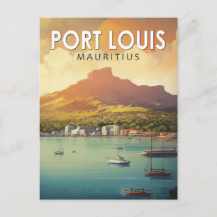 Cartão Postal Port Louis Maurícias Viagem Arte Vintage