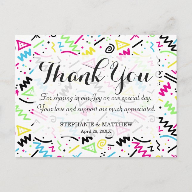 Cartão Postal Porta amarela azul verde-rosa Neon anos 80 90 (Frente)