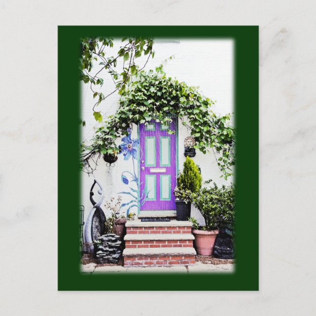 Cartão Postal Porta de boas-vindas em roxo (Frente)