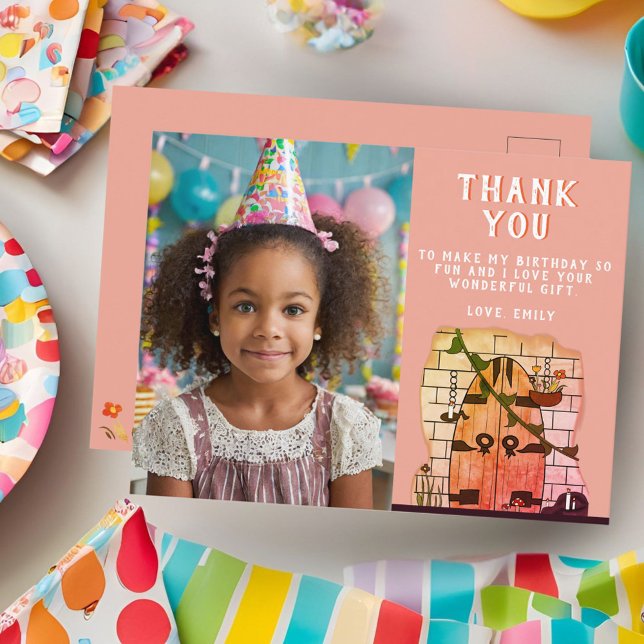 Cartão Postal Porta de Conto de Fadas Aniversário Foto Obrigado (Criador carregado)