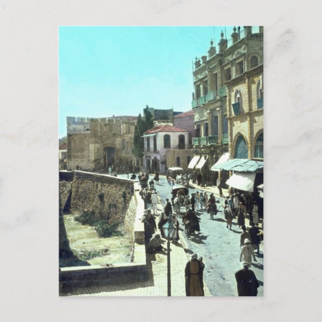 Cartão Postal Porta de Jafa Antiga Jerusalém Israel 1950 - 1977 (Frente)