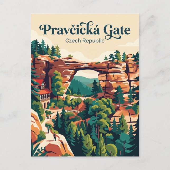 Cartão Postal Porta de Pravčice República Tcheca (Frente)