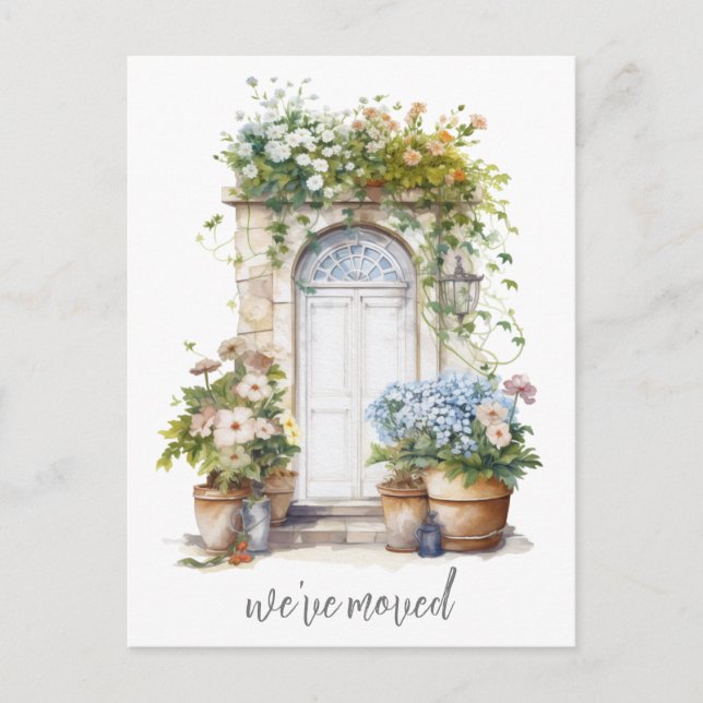 Cartão Postal Porta Floral De Aquarela, Movemos Nova Movimentaçã (Frente)