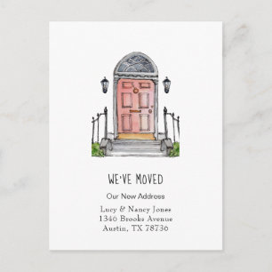 Cartão Postal Porta frontal de aquarela Movimentamos o Cartão-Po