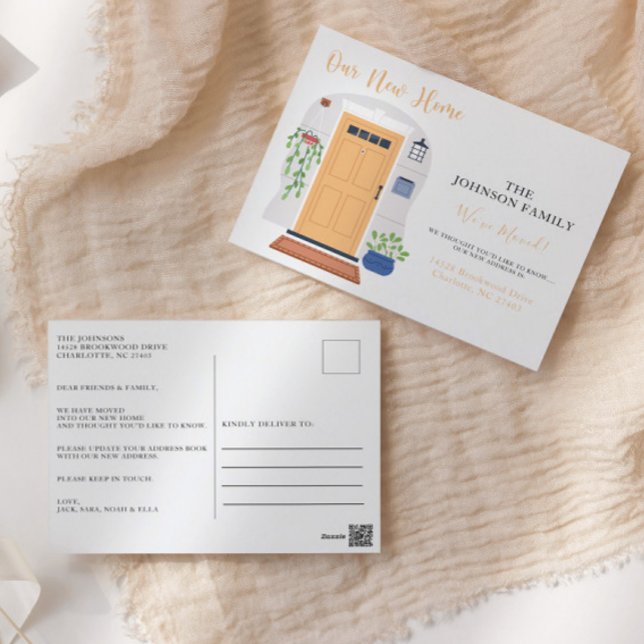 Cartão Postal Porta Frontal De Aquarela Que Movemos Novo Endereç (Criador carregado)