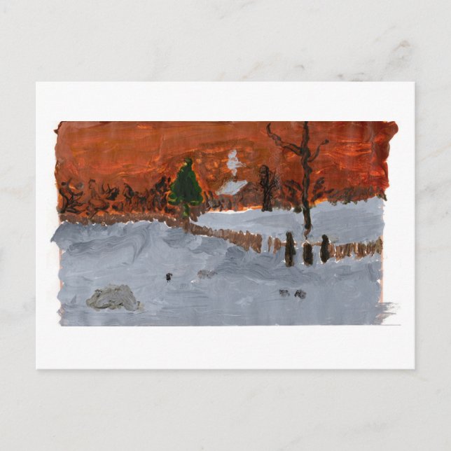 Cartão Postal Porta-voz de Cozy House em paisagens de neve (Frente)