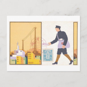 Cartão Postal Portador de Correio Antigo, 1922, Japão
