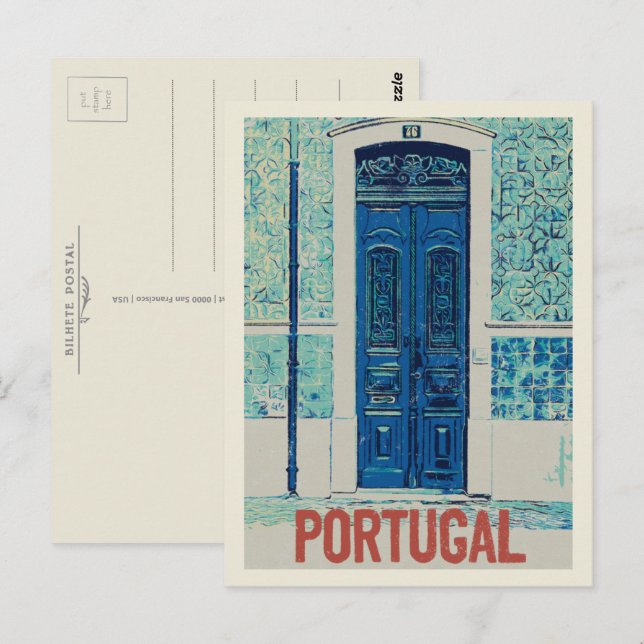 Cartão Postal Portas, azulejos tradicionais em Portugal (Frente/Verso)