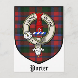 Cartão Postal Porter Clan Crest Crachá Tartan