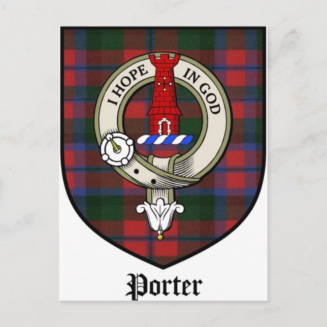 Cartão Postal Porter Clan Crest Crachá Tartan (Frente)