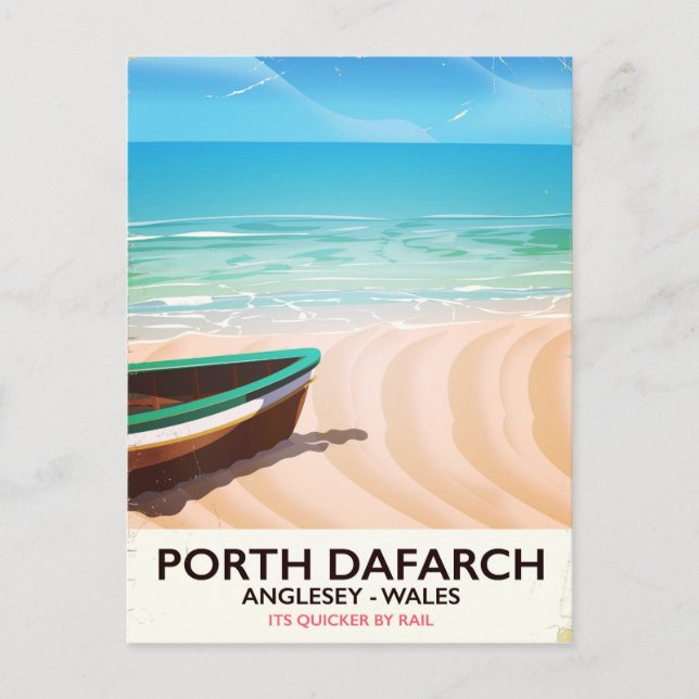Cartão Postal Porth Dafarch, Anglesey Welsh poster de praia (Frente)