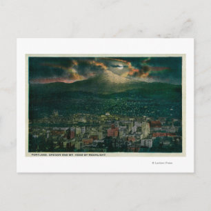 Cartão Postal Portland e Mt. Hood por Moonlight