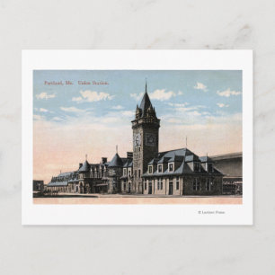 Cartão Postal Portland, Estação MaineUnion Railroad View