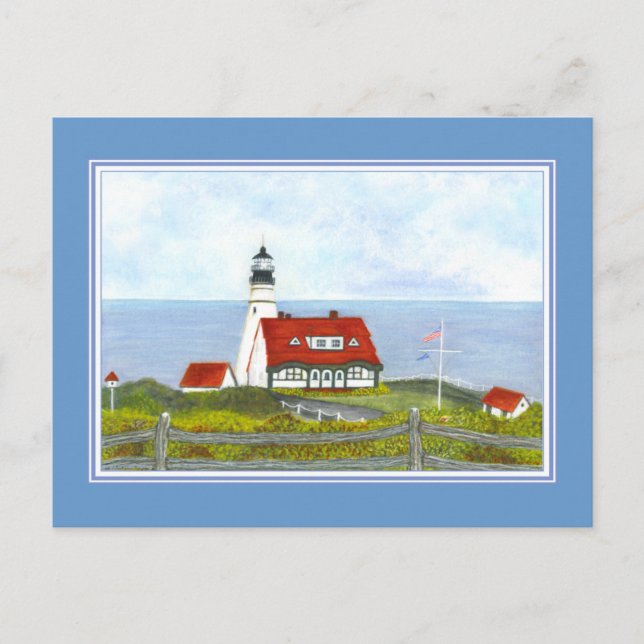Cartão Postal Portland Head Light "A View from the Hill" (Frente)