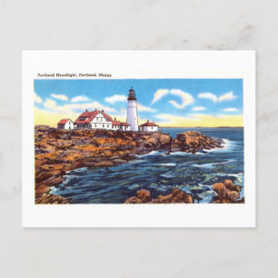 Cartão Postal Portland Headlight em Portland, Maine, Vintage