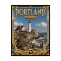 Portland Maine Arte Deco Vintage Idade Dourada