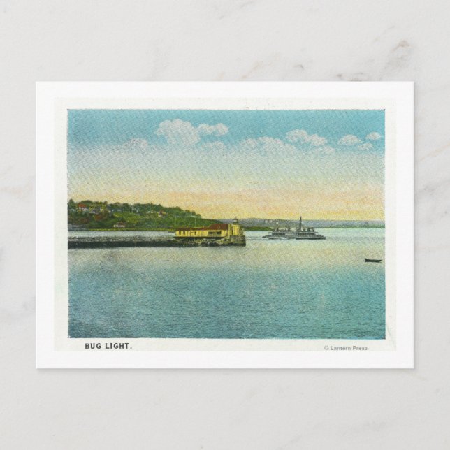 Cartão Postal Portland, MaineView do farol-Inseto (Frente)