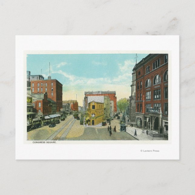 Cartão Postal Portland, MaineVista Cênica da Praça do Congresso (Frente)