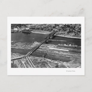Cartão Postal Portland, OR Broadway Bridge and Depot