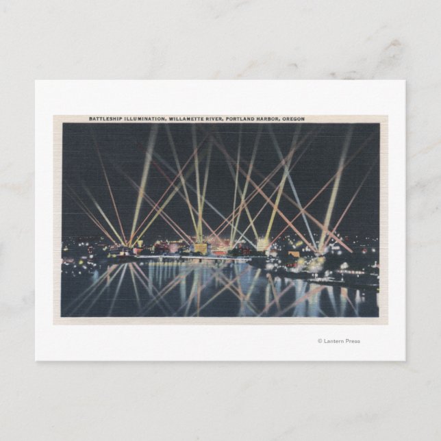 Cartão Postal Portland, OR - Iluminação de Battleship (Frente)