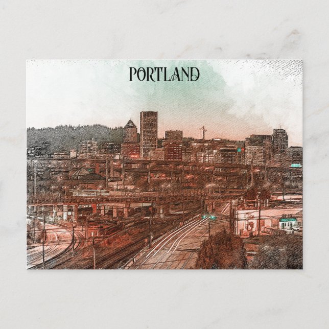 Cartão Postal Portland Oregon Cityscape Viagem (Frente)