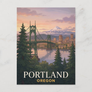 Cartão Postal Portland Oregon Ponte St. Johns Viagem