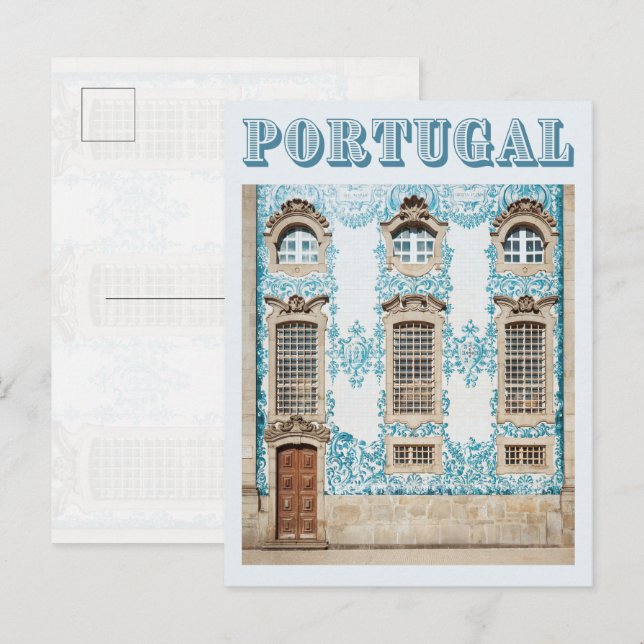 Cartão Postal Porto Azulejo Church Wall, Portugal Travel (Frente/Verso)