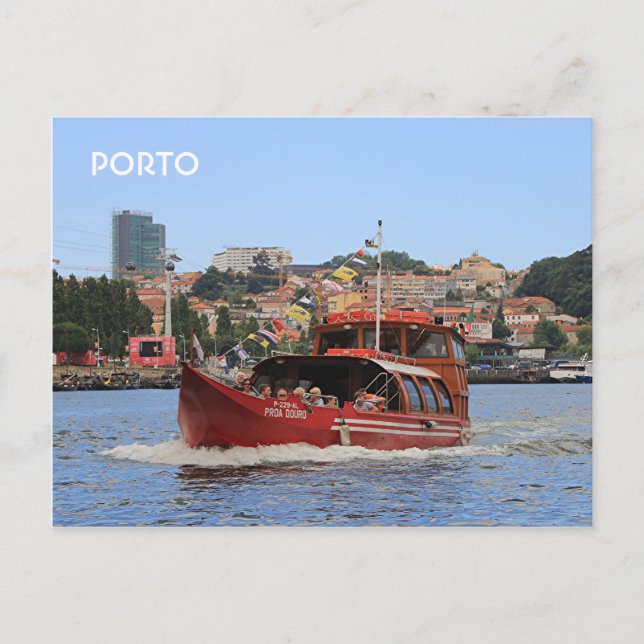Cartão Postal Porto: Barco Douro, Portugal (Frente)