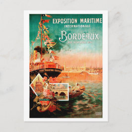 Cartão Postal porto da cidade de Bordeaux, França, navio turísti