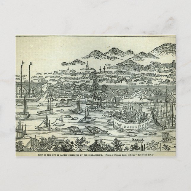 Cartão Postal Porto da Cidade de Cantão (Frente)