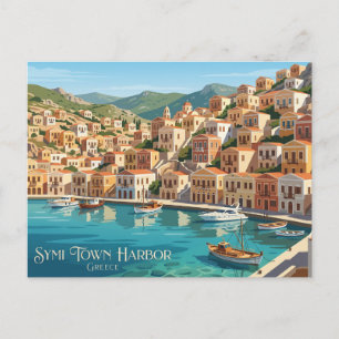 Cartão Postal Porto da Cidade de Symi Grécia