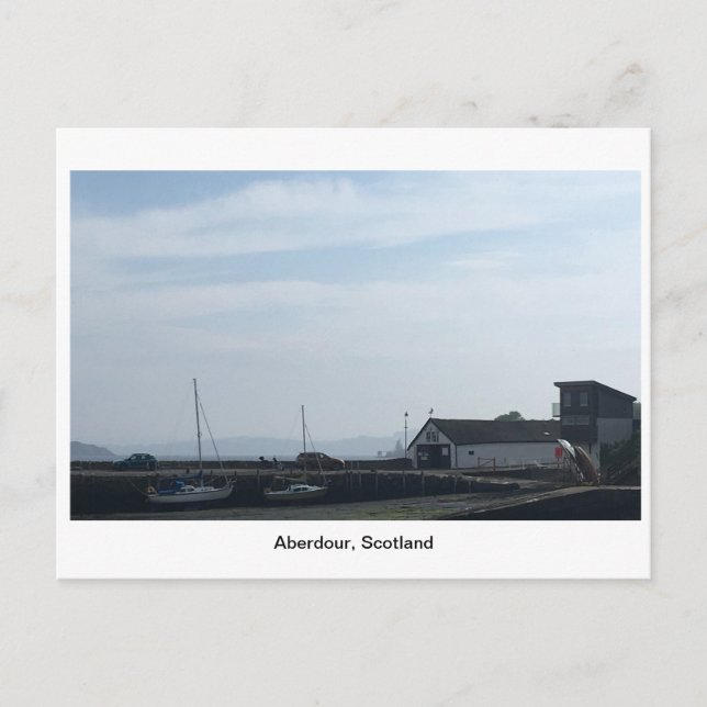 Cartão Postal Porto de Aberdour num Dia Ensolarado (Frente)