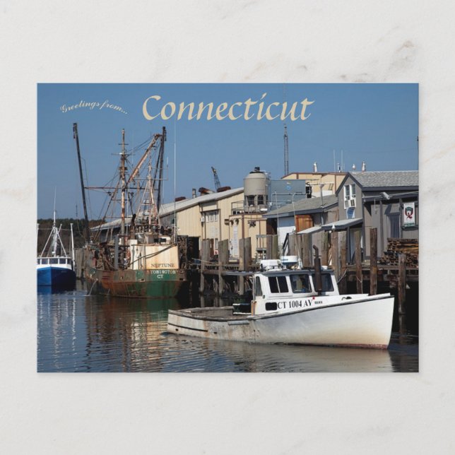 Cartão Postal Porto de Connecticut olhando para o Long Island (Frente)